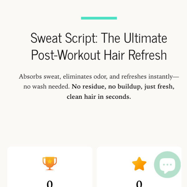 Old product header: tagline-style headline above trophy and star counters both showing zero